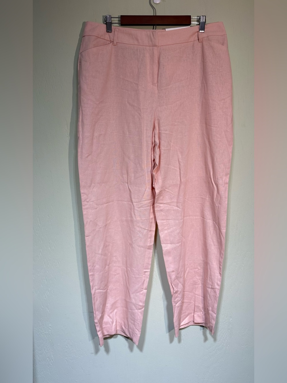 NWT classic high rise light pink linen blend trouser pants size 16
